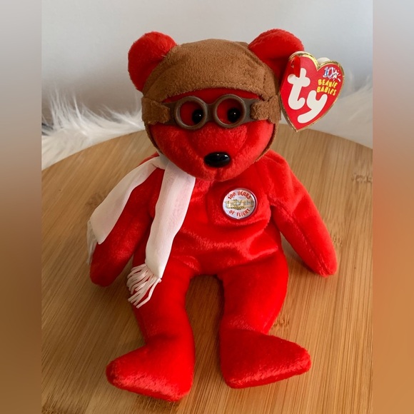 Ty (7) “Bearon”Red (100 Year’s of Flight) Plush Stuffed Animal Bear - Picture 1 of 10